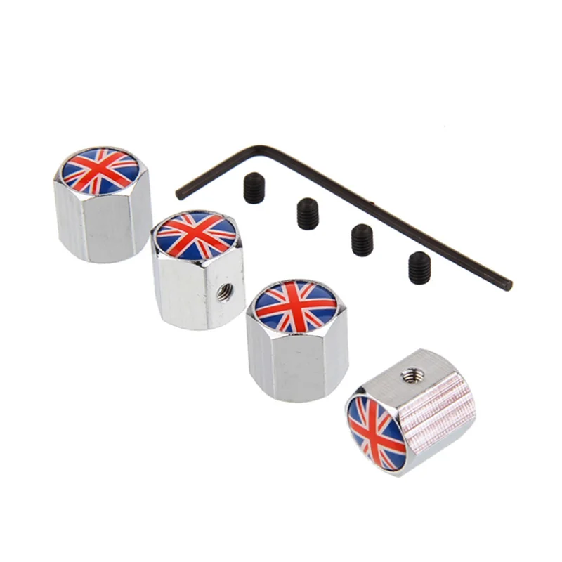 4Pcs/Lot Car Auto Wheel Tire Valve Cap Cover Anti-theft Steal Air Dust Covers England UK Flag For MINI Jaguar Land Rover