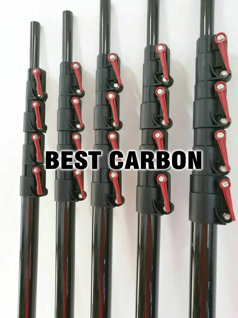 

Free shiping High quality Plain Glossy Carbon Fiber Telescopic Tubes, cleaning pole, max extend 7.8 meters long