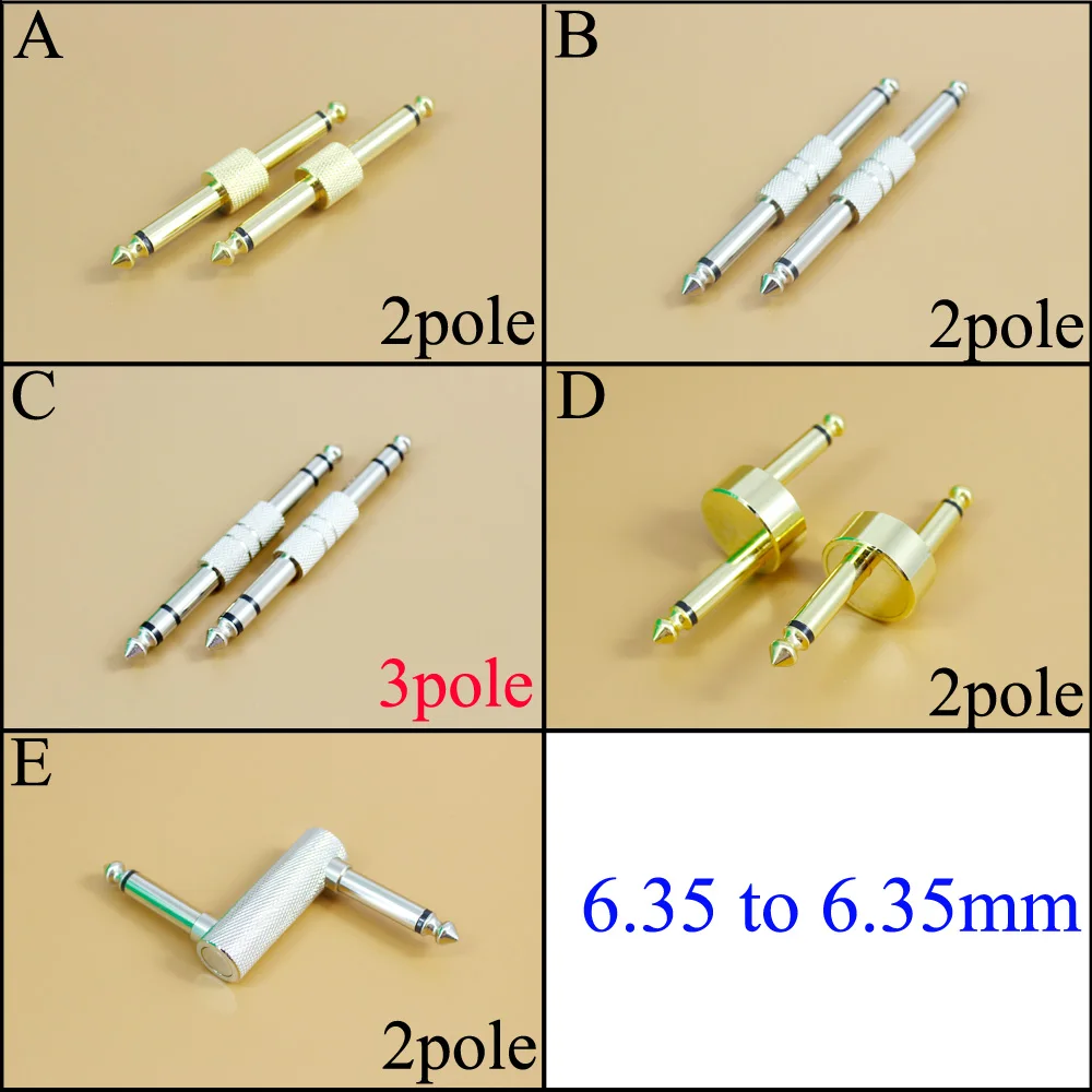 6.35 Plug Elektrische Gitaar Effecten Pedaal Connector Coulper Jack Interface Kabel Adapter Pedaal Board Accessoires 1/4 in 6.35mm