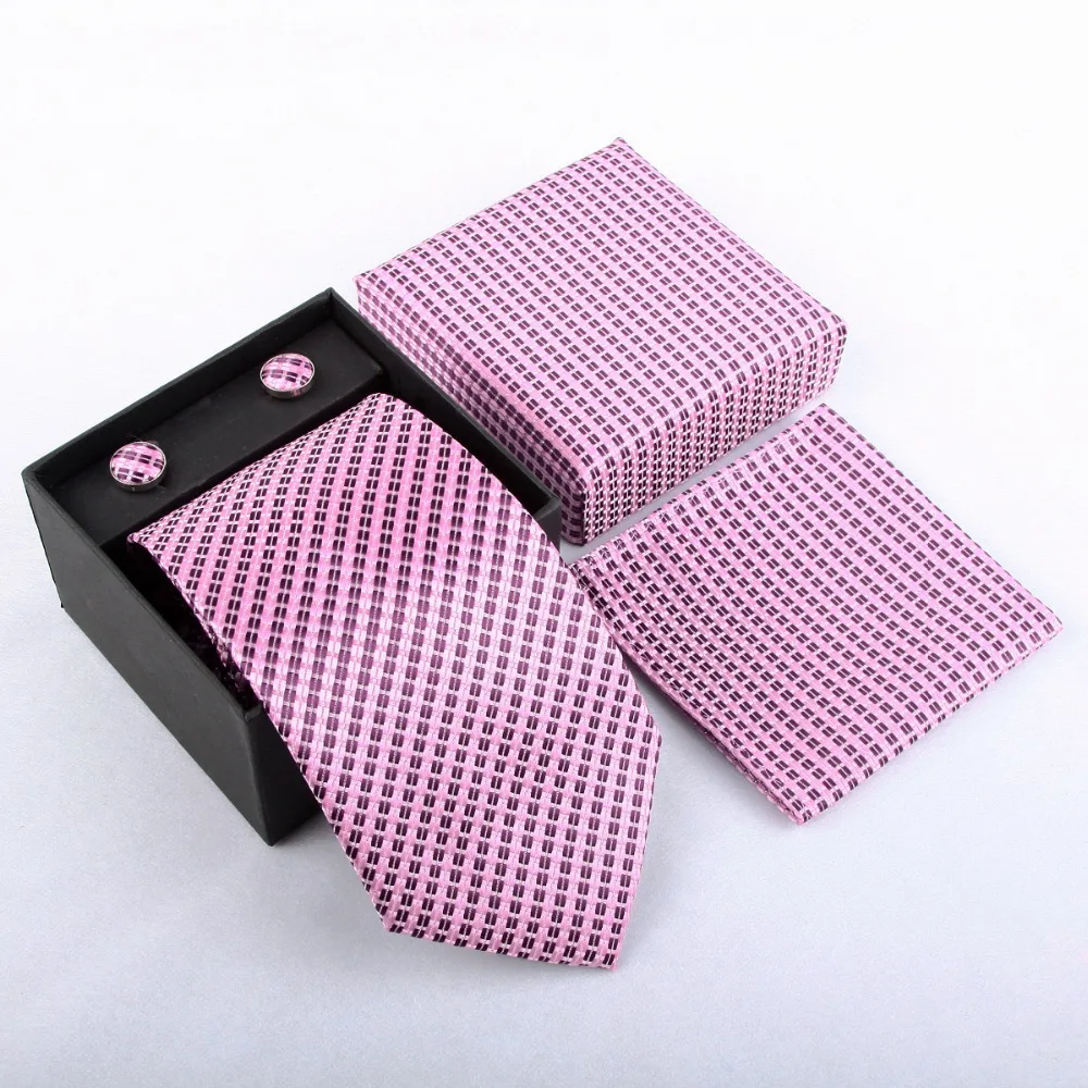 

HOOYI 2019 neck tie set Floral Ties for Men Handkerchief necktie cufflinks Dot gift box Wedding pocket squares Plaid