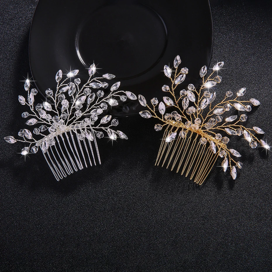 Miallo Austrian Crystal Branches and Leaves Hair Jewelry Wedding Party Women Hair Combs Clips Hair Clips Bride Accessories