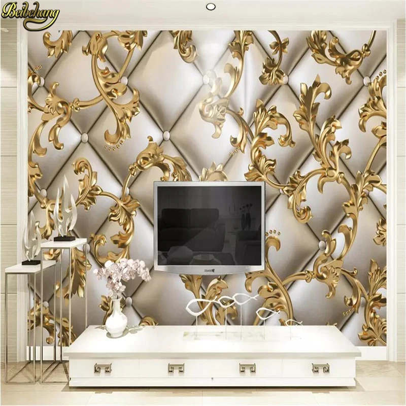 beibehang Custom wallpaper mural 3D soft package metal European pattern TV background wall papers home decor 3d wallpaper