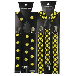 Sorriso amarelo/Happy Face Clip-on Cintas Elásticas Calças Calças Elastic Suspensórios 2.5 centímetros De Largura Suspensórios Roupas Unissex /Gallus