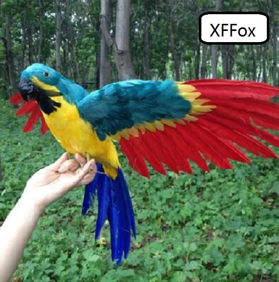 big real life dark green&yellow parrot model foam&feather simulation wings parrot bird gift about 45x60cm xf0237