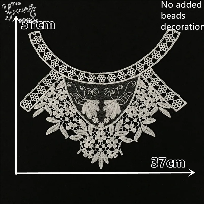 New arrive Milk fiber Embroidery Hollow out Applique Lace Collar DIY ABS pearl Lace Fabric Clothing Accessories Craft supplies