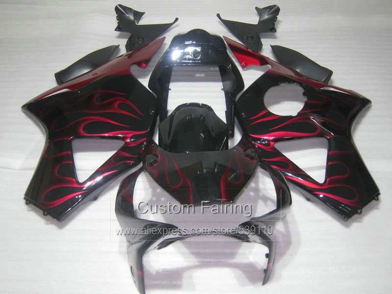 Aftermarket bodywork fairing kit for Honda CBR954RR 02 03 wine red flames fairings set CBR954RR 2002 2003 BM21