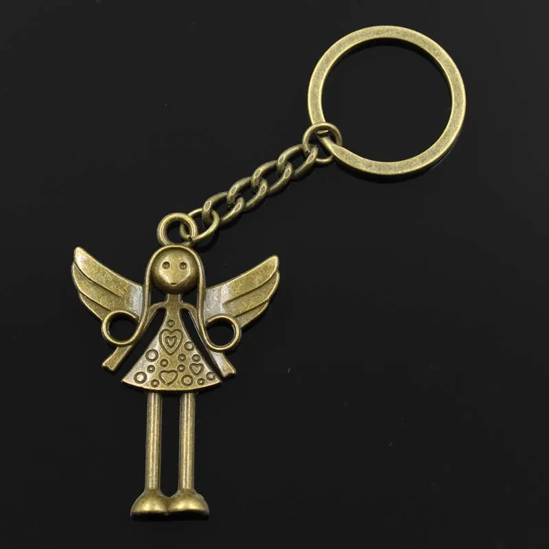 New Keychain 58x38mm Angel Pendants DIY Men Car Key Chain Ring Holder Keyring Souvenir Jewelry Gift