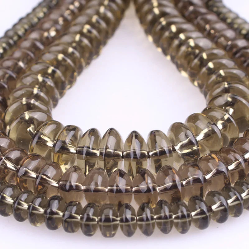 Smoky Quartz Crystal Rondelle Spacer Beads Abacus Loose Beads For Bracelets Necklace Jewelry Making Accessories 6 8 10mm