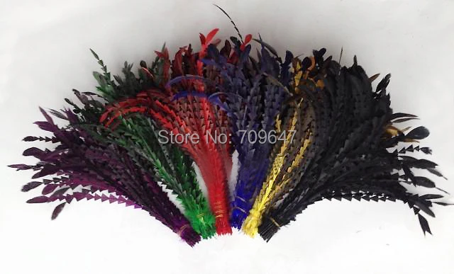 10Pcs/50Pcs/Lot!20-30cm Artistic Rooster Tail Feather Cutting Flower Coque Fish Bone Bunch-8colours available- Craft Millinery