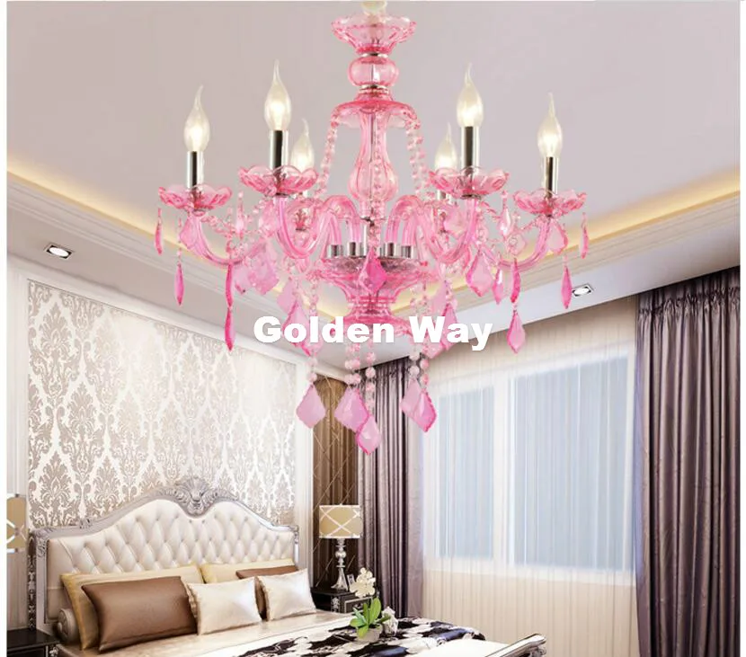 Modern Chandelier Pinky Hanging Lighting European Style Glass Chandeliers Light for Living Dining Room Restaurant Decor Lights