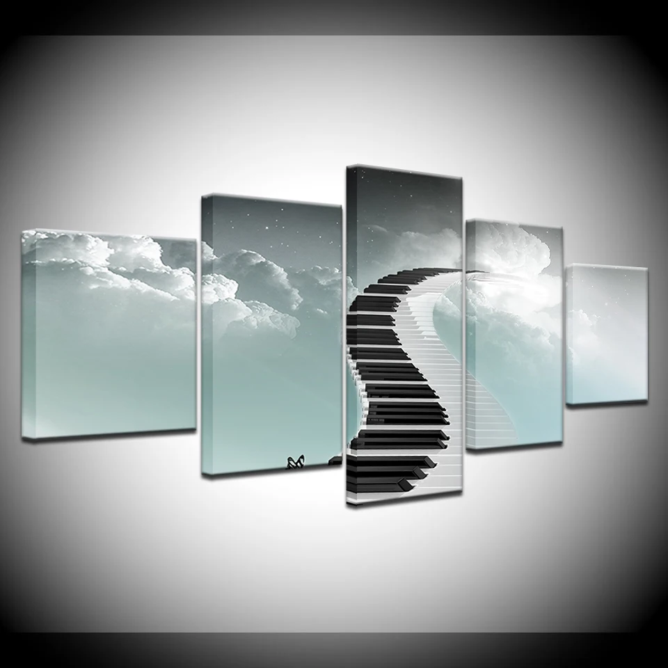 

Canvas Painting Piano keyboard Step by step 5 Pieces Wall Art Painting Modular Wallpapers Poster Print living room Home Decor