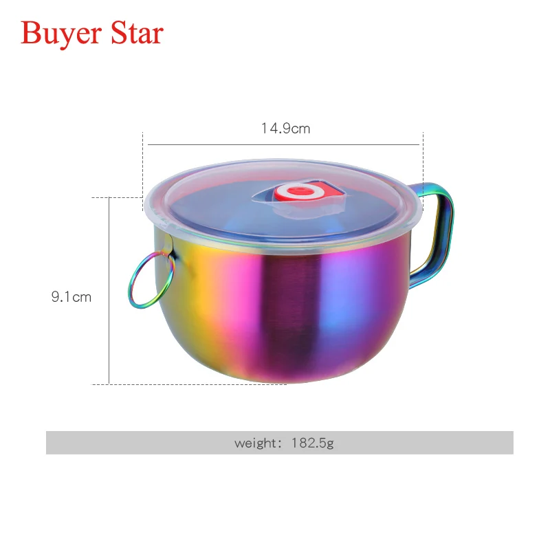 1 PCS Multifunction Noodle Bowl With Handle Ring Salad Ice Cream Soup Instant Noodle Bowl Food Container Kitchen Tablewares