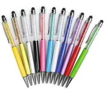 50pcs/pack Luxury 2 in 1 Crystal Diamond Stylus Pen and Ball Point Pen Function For Iphone 7 7plus 6s plus Samsung Galaxy S6 S7