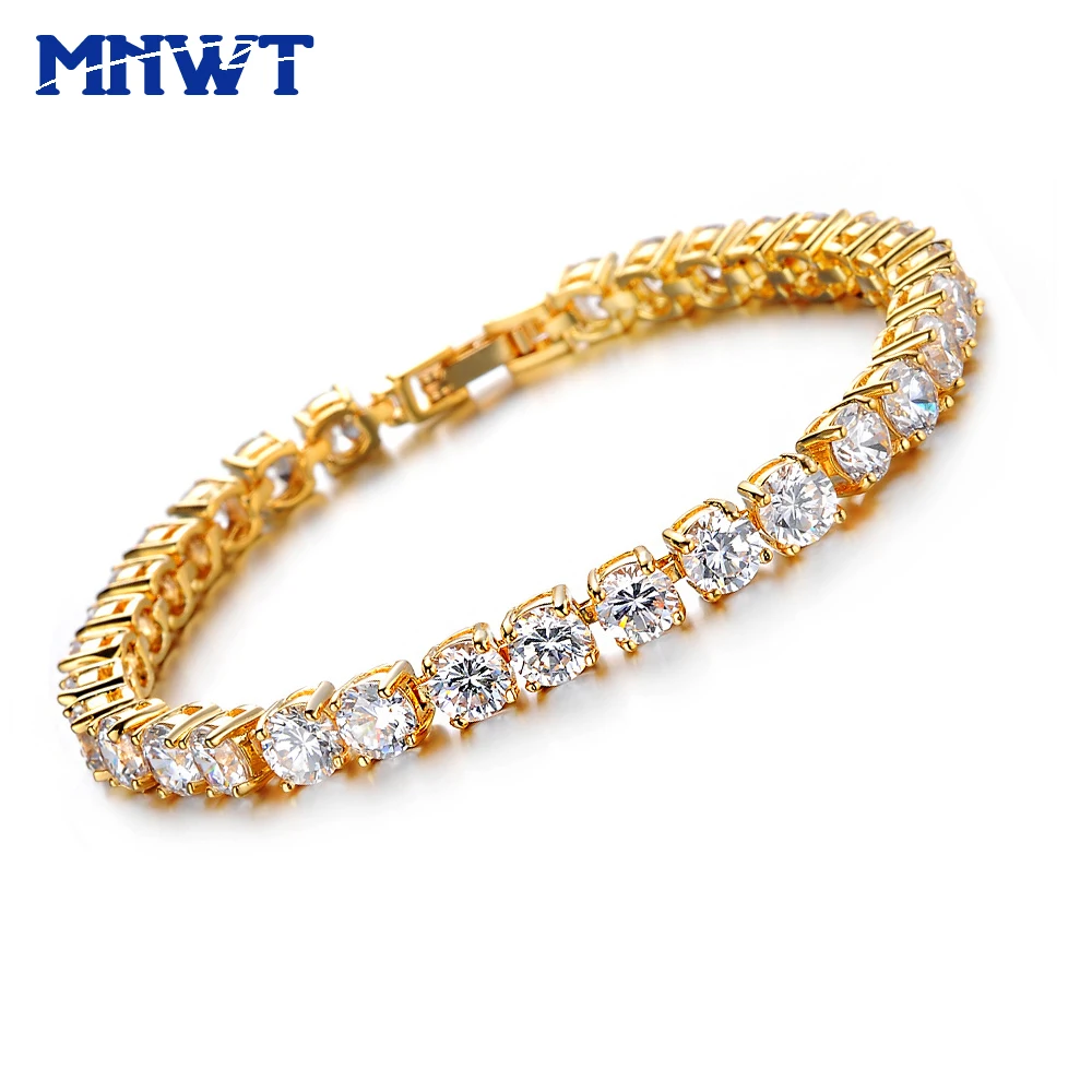 

MNWT Golden Bracelet Women Cubic Zirconia Tennis Bracelet & Bangles For Woman Christmas Gifts New Fashion Lady Jewelr