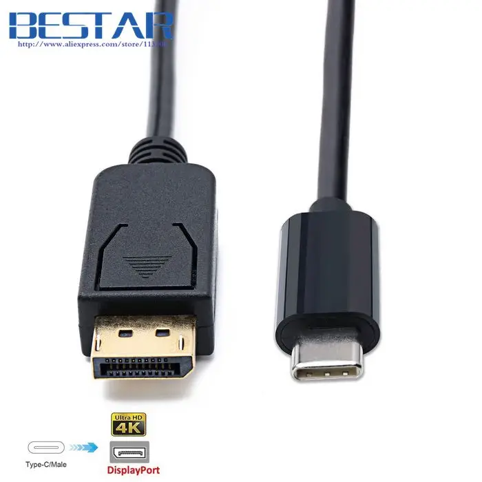 (에서 선박 us) USB 3.1 유형 C USB-C 디스플레이 포트 DP 4K UHD HDTV 케이블 1.8m 6ft 맥북 usb3.1 유형 c 케이블