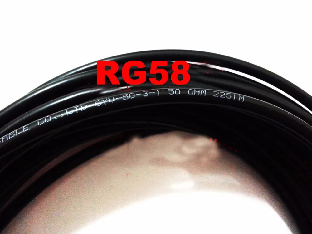 Free shipping 10m high frequency Copper core RG58 Coaxial Cable OD 5mm 50ohm  RG-58 RG58 RG58U for SYV-50-3