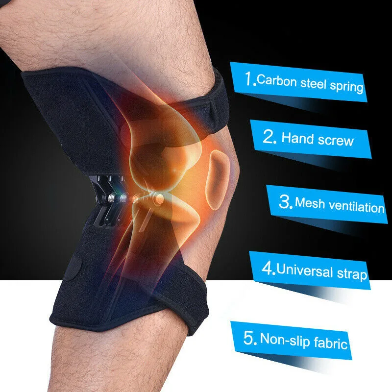 Breathable Non-slip Power Lift Joint Support Knee Pads Powerful Rebound Spring Force Knee Booster Adjustable Knee Brace