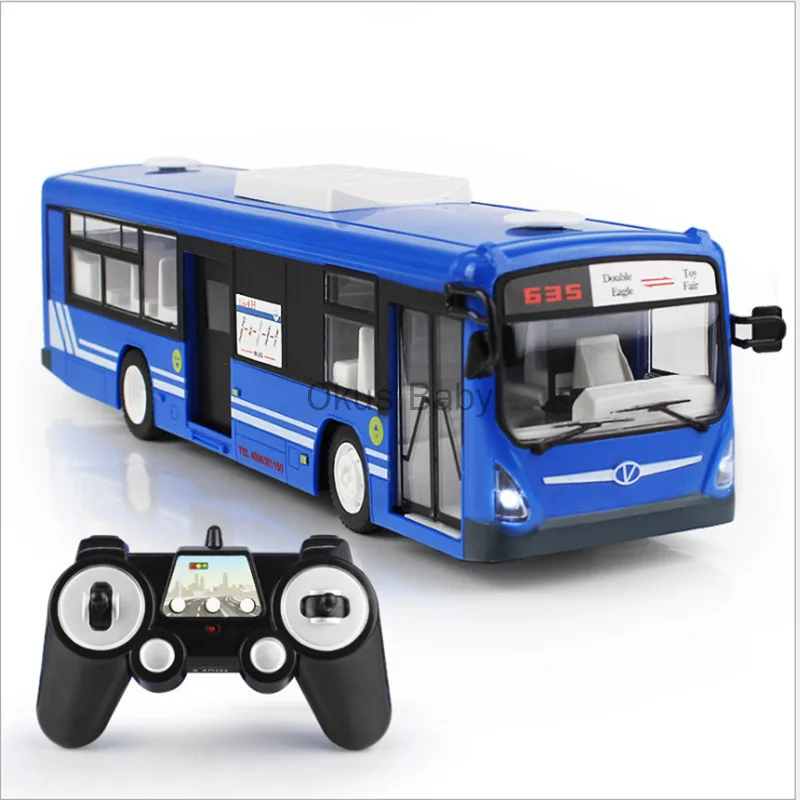 Double E635 Rc Bus 6Ch Large Electric Remote Control Car with Light Tour Bus School City Model Machine Toys for Boys Kids