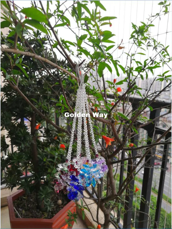 

Free Ship! 8pcs/Lot Mixed Color Colorful Octagon Beads Suncatcher Crystal Prisms Pendants For Chandelier Parts Home Decoration