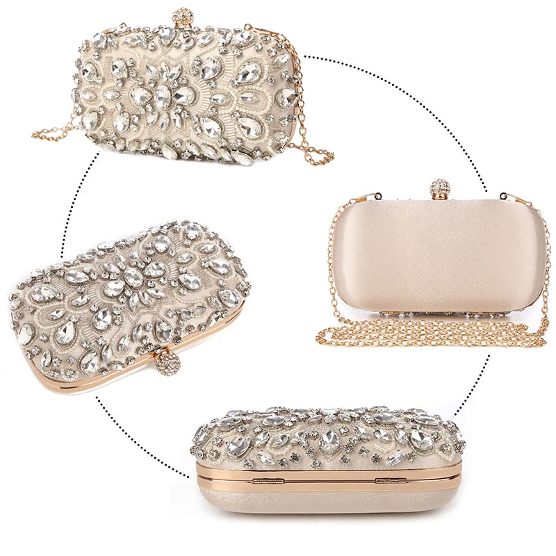 Wedding Clutch Women\'s Clutch Bag Party Purse and Handbag Pearl Clutch Luxury Handbags Women Bags Designer Apricot Wallet bolsa