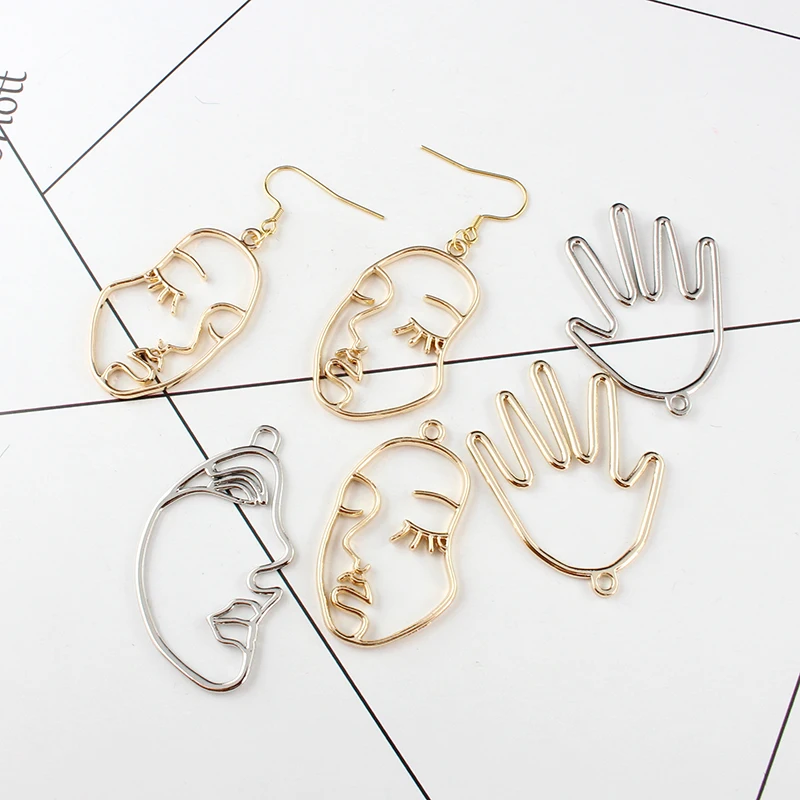 

15PCS Face Charms Wire Face Charm Hamsa Hand Pendant Abstract Face Pendant Bracelet Charms Earring Charms Jewelry Supplies