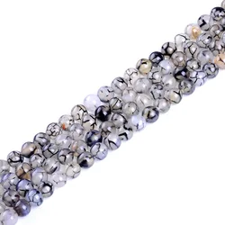 4 6 8 10 12mm Natural Stone Black Dragon Vein Round Bead Loose Spacer Beads For Jewelry Making DIY Bracelet Necklac Accessories