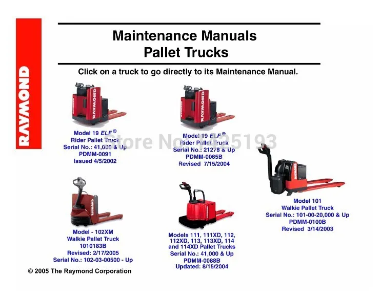 

Raymond Maintenance Manual Pallet Trucks