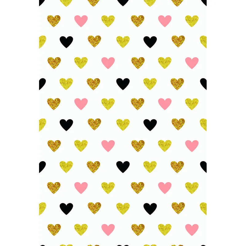 

Newborn Baby Kids Valentines Day Photo Backgrounds Printed Gold Black Pink Love Hearts Princess Girl Birthday Party Backdrop