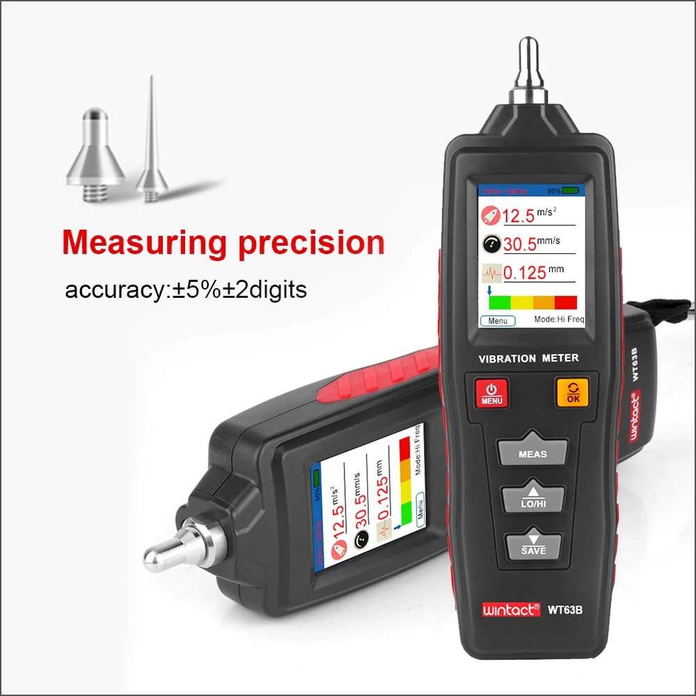 WINTACT Vibration Analyzer Vibrator Analizador De Vibraciones Digital Vibration Meter Tester Handheld WT63B Medidor Vibraciones