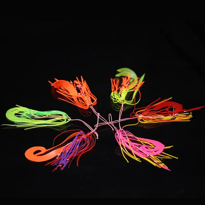 50PCS Silicone Skirt Jig Replacement Twin Hook Slider Rig Spare Hooks Assist Hook Trailer Lure Octopus Mimicking Set Size #13