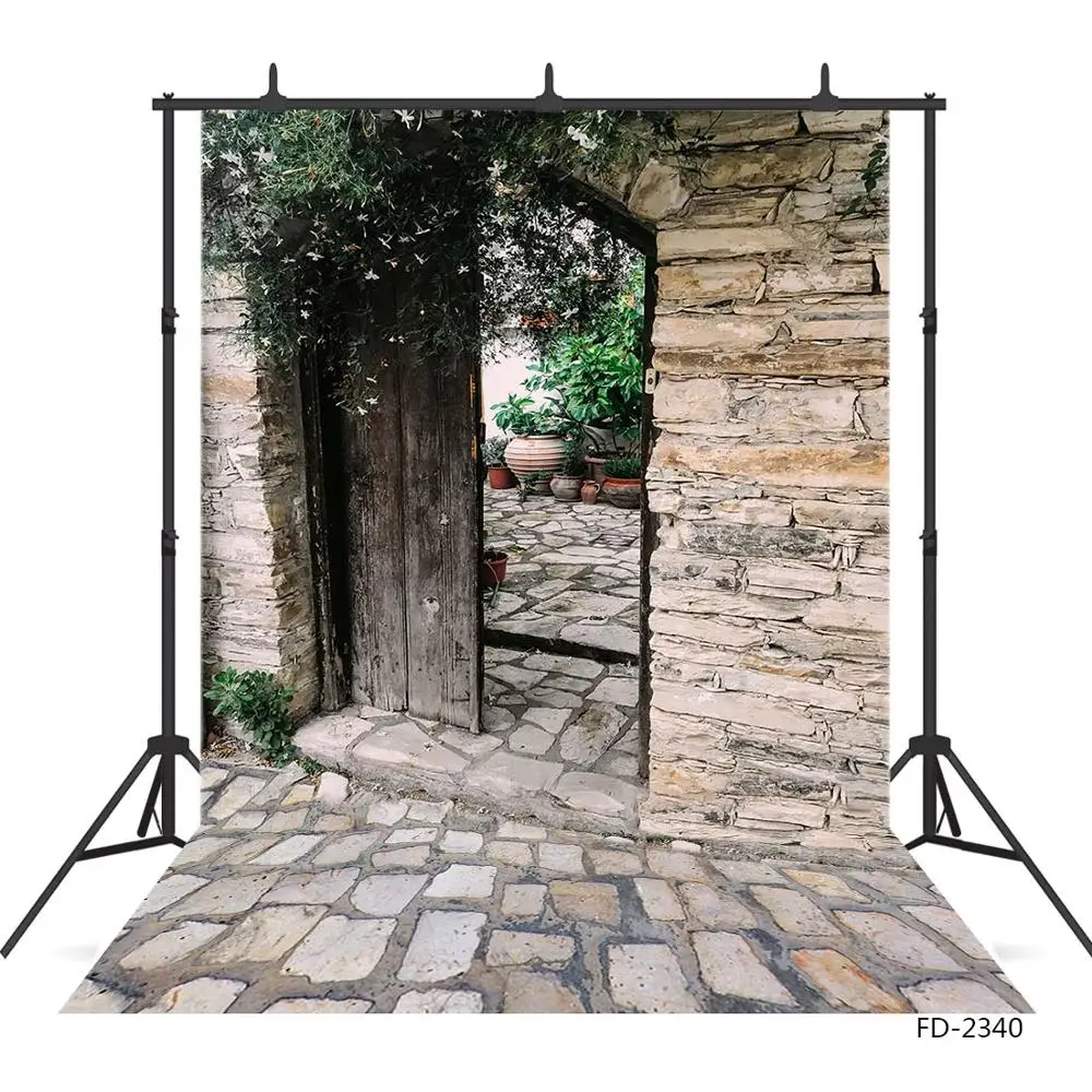 Brick Stone Wall Wooden Door Backdrops Photo Studio for Backgrounds 3D Vinyl Cloth Computer Printed photography for Photo