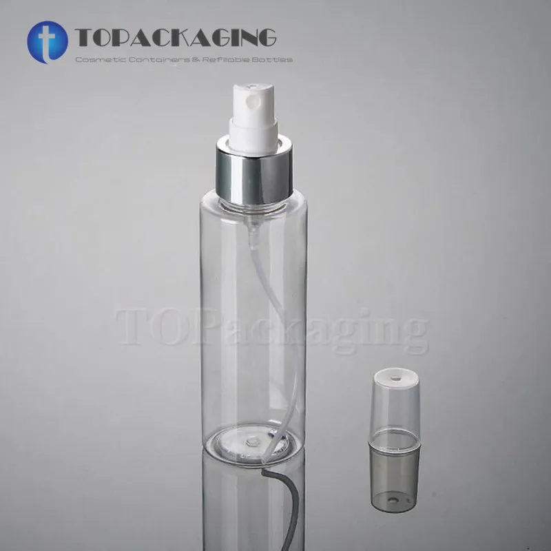 

50PCS*100ML Spray Pump Bottle Clear Plastic Perfume Packing Empty Cosmetic Container Refillable Anodized Aluminum Mist Atomizer