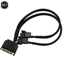 SATA 15Pin to 1 2 * 3Pin / 4Pin Computer Cooling Fan Splitter Hub Converter Adapter PWM Temperature Power Cable