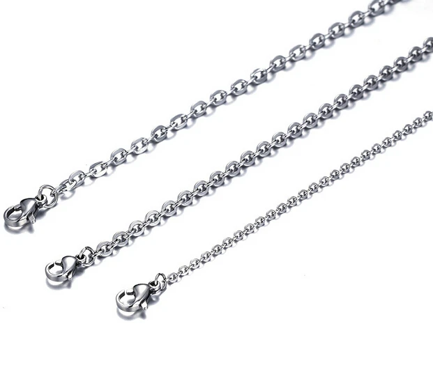 

Large wholesale 500pcs/ Lot Stainless Steel Strong Rolo Oval Chain Necklace Thin 2mm 16''-28 inch Factory Price