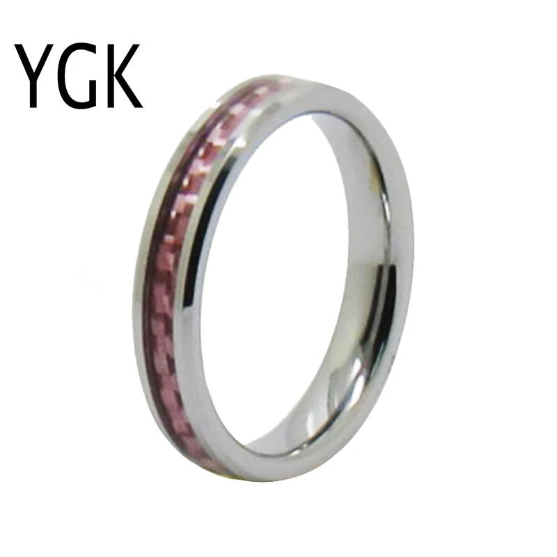 New Fashion Women Tungsten Ring For Girls purple blue pink Fiber inlay Silver Color Wedding engagement Rings Female Anniversary