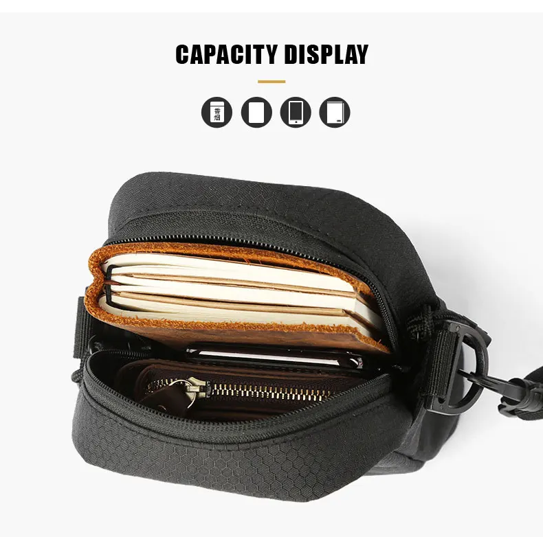 Men Simple Shoulder Bag Oxford Small Crossbody Bags Fashion Pockets Leisure Travel Phone Bag Sports Running Carry Bag