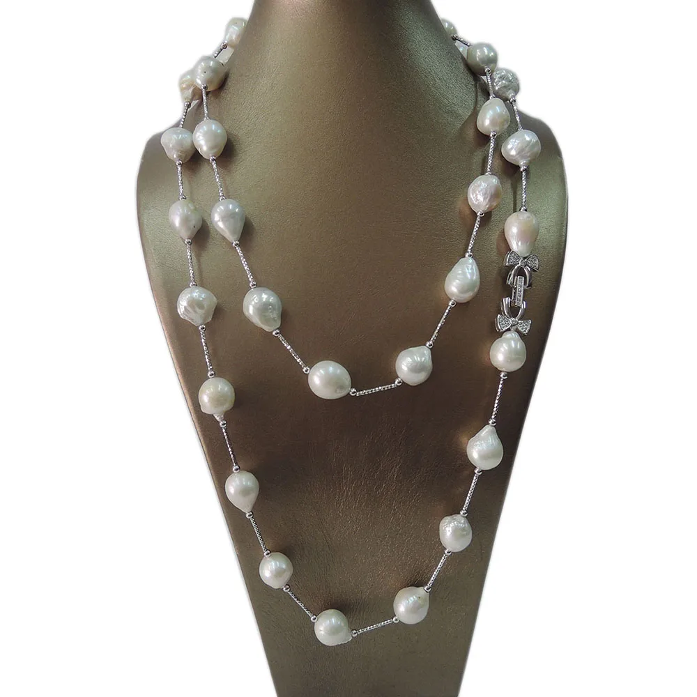

100% FRESHWATER Baroque PEARL NECKLACE-Multi-function necklace,good quality-925 SILVER accessories;120 CM total