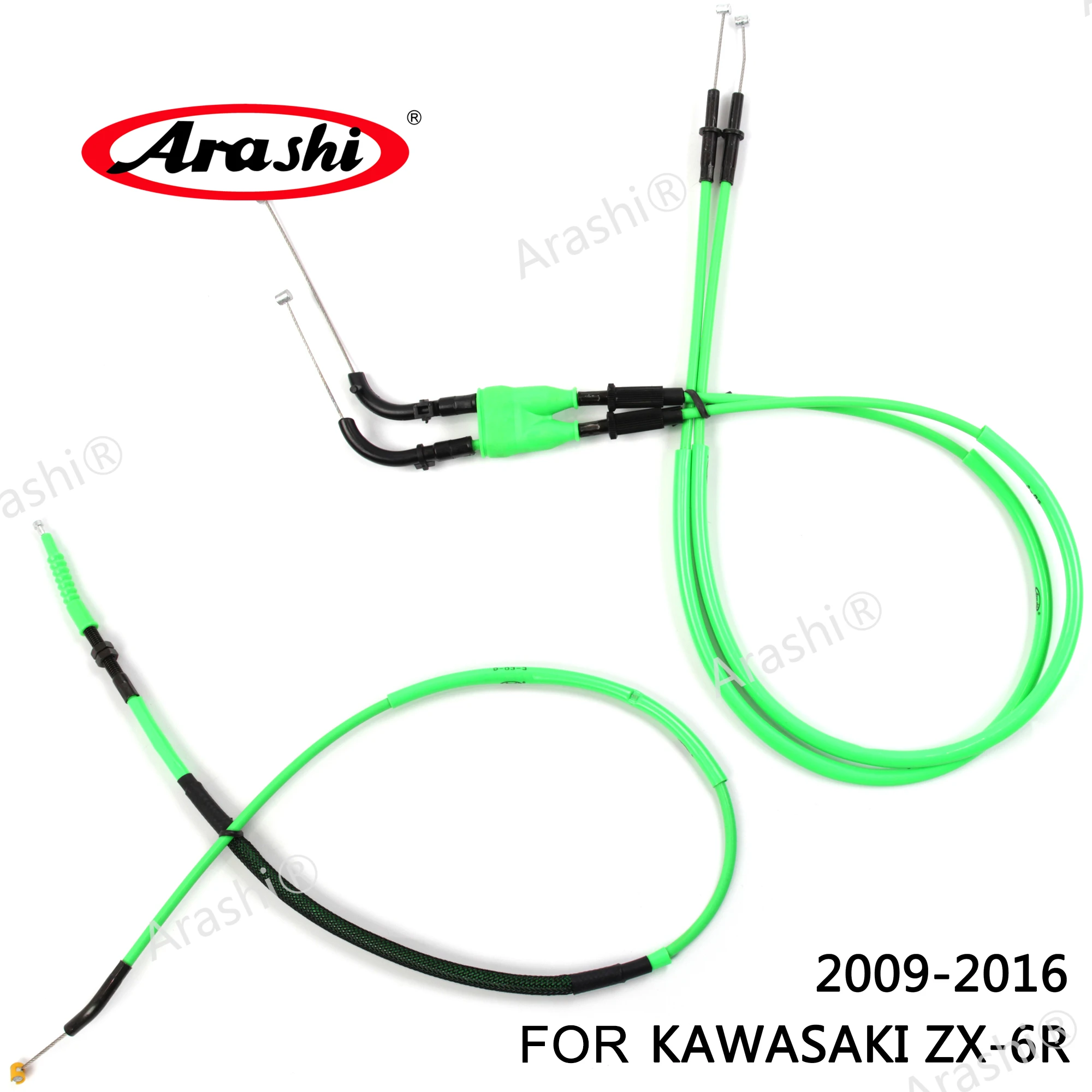 Arashi ZX6R Throttle Clutch Cables Stainless Lines For KAWASAKI ZX-6R 2009 2010 2011 2012 2013 2014 2015 2016 ZX 6R Ninja