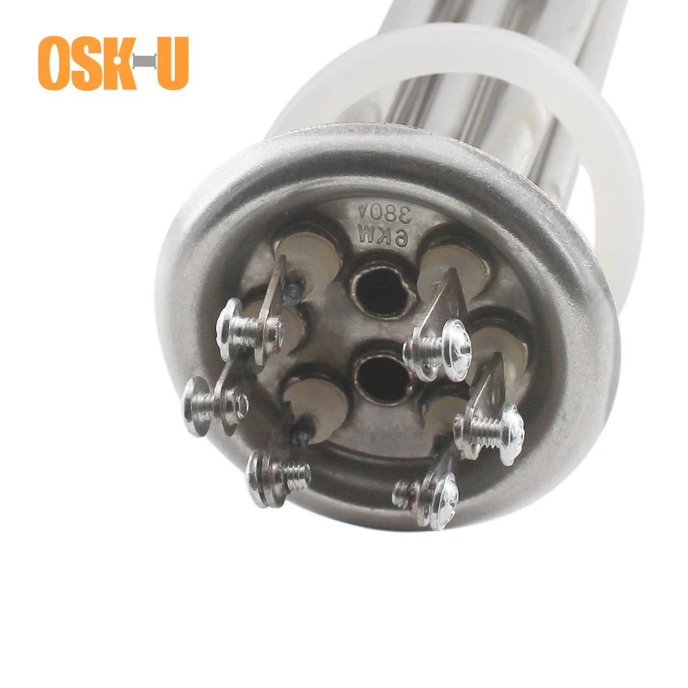 หน้าแปลนประเภทเครื่องทำน้ำอุ่นองค์ประกอบ AC380V หน้าแปลนเส้นผ่านศูนย์กลาง63มม.สแตนเลสสตีลองค์ประกอบความร้อนสำหรับหม้อไอน้ำ6KW/9KW/12KW