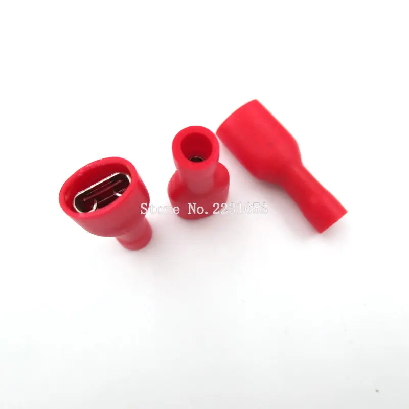 100PCS Red Female Male fasten Insulated Crimp Terminal Spade Electrical & Wiring Connector FDFD1.25-250*50 MDD1.25-250*50