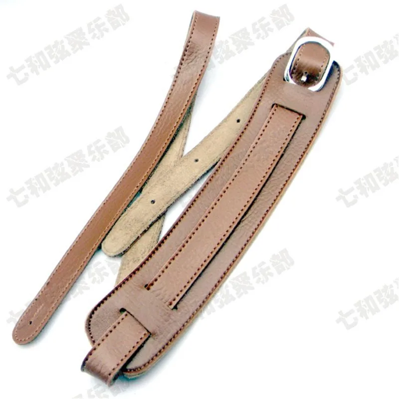 1pcs Yellow-brown Leather Shoulder Pad Adjustable Length Acoustic Electric Folk Bass Guitar Strap Guitar Accessories parts