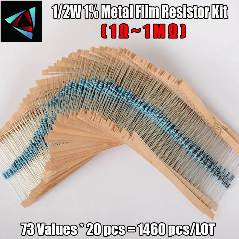 1/2W 1% 73valuesX20pcs = 1460pcs 1R ~ 1M Ohm Pack 0.5W zestaw rezystor z folii metalowej — zdjęcie produktu 2