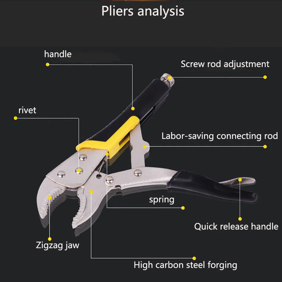 7 “ 10 Inch Pliers Locking Pliers Adjustable Vigorous Plier  Clamp Locking  Vice  Long Nose Plier Welding Tools