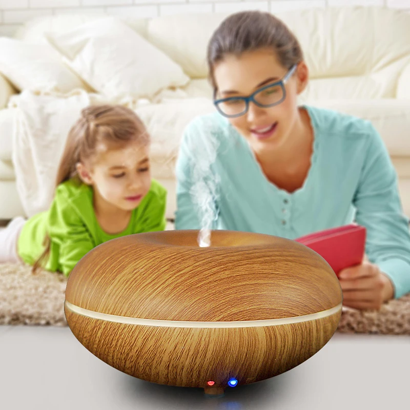 Essential Oil Ultrasonic Air Humidifier Mini LED Night Light Electric Aroma Diffuser Wood Grain Home Aromatherapy Diffuser