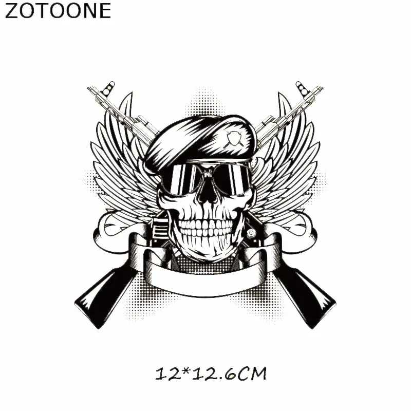 ZOTOONE folia winylowa do przenoszenia za pomocą ciepła łata z czaszką żelazko na transfery na ubrania T-shirt Punk Rock Wings naszywki DIY Thermal