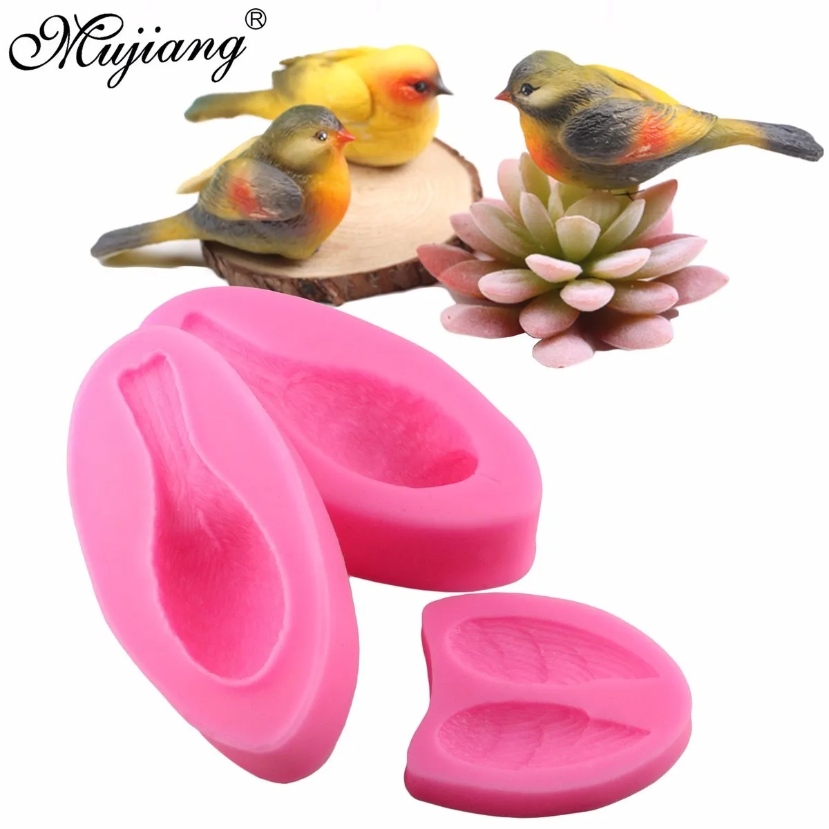 Mujiang Cute 3D Bird Fondant Cake Decorating Tools Sugarcraft Silicone Cake Mold Kitchen Baking Gumpaste Chocolate Moulds XL330