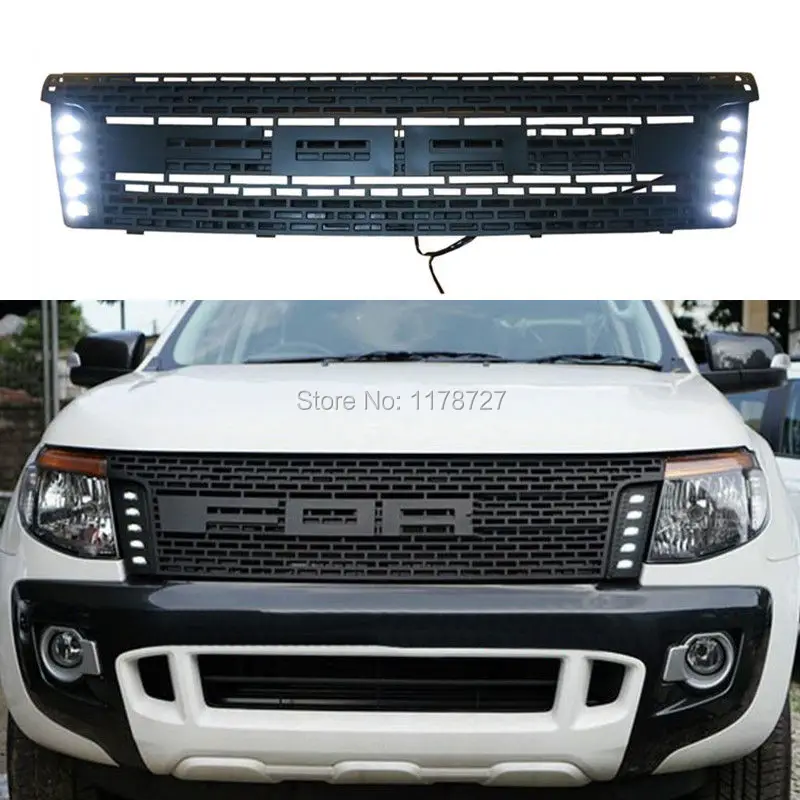 FIT FOR 12 13 14 RANGER T6 FRONT RAPTOR BLACK LIT GRILLE GRILL XLT PX UTE WILDTRAK RANGER GRILL 2012-2015 HIGH QUALITY