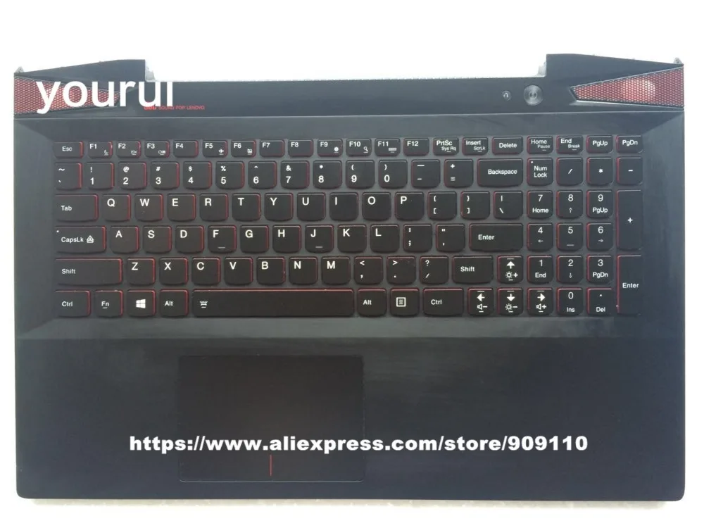 yourui 95% New Palmrest US Backlight Keyboard For Lenovo IdeaPad Y50 Y50-70 KB Bezel Upper Cover w TouchPad AP14R000A00