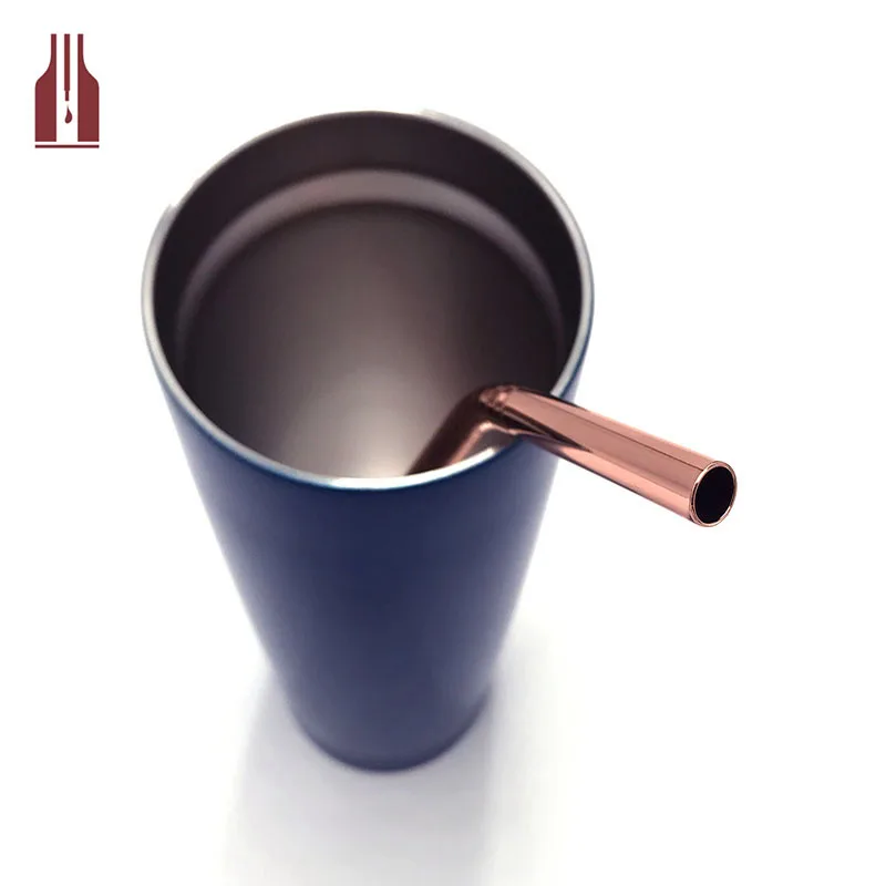 WOWSHINE Wholesale 50pcs/lot 8mmx215mm Curved Very Shiny Rose Gold Color Stainless Steel Drinking Straws Rust Free Bent