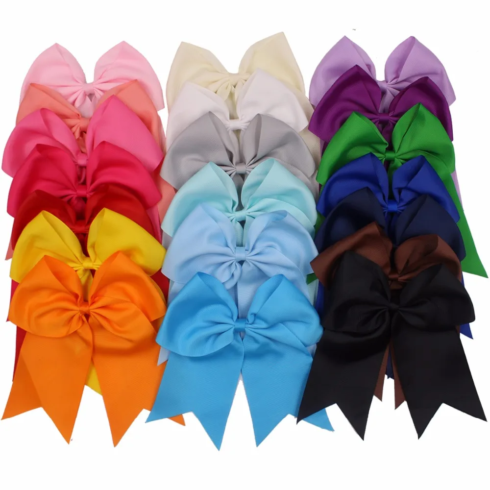 

12Pcs 8" Large Cheer Bow Black Ponytail Holder Elastic Band Hair Ties Hair Bow Accessories for Cheerleading Teen Girls Hig